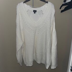 Torrid Cream V-Neck Sweater